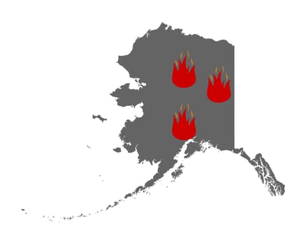 Karte von Alaska und Feuersymbol