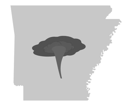 Karte von Arkansas und Tornadosymbol
