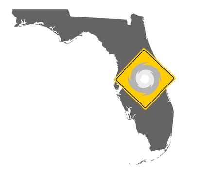 Karte von Florida mit Verkehrsschild Sturmwarnung