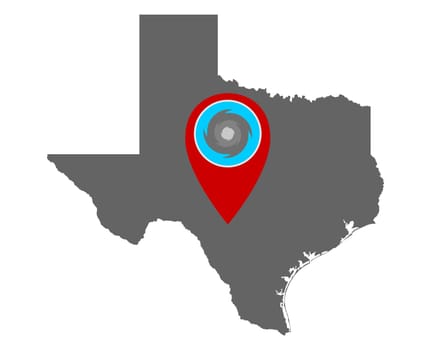 Karte von Texas und Pin Hurrikanwarnung
