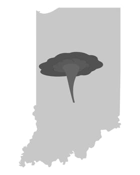 Karte von Indiana und Tornadosymbol