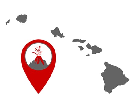 Karte von Hawaii mit Anzeiger für Vulkan