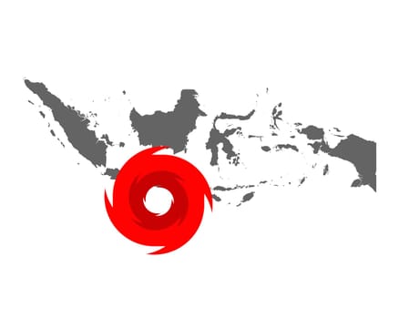 Karte von Indonesien und Hurrikansymbol