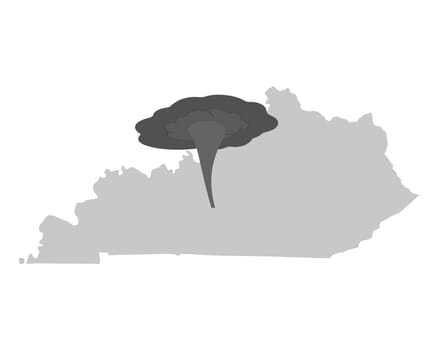 Karte von Kentucky und Tornadosymbol