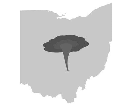 Karte von Ohio und Tornadosymbol