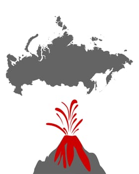 Karte von Russland mit Vulkan