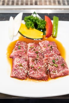 Raw premium wagyu beef meat for japanese yakiniku