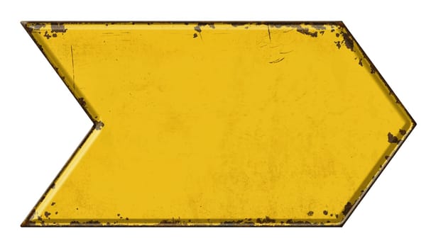 Empty vintage tin sign on a white background