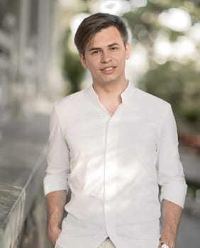 Outdoor portrait of a handsome young man