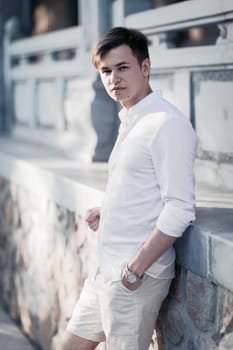 Outdoor portrait of a handsome young man