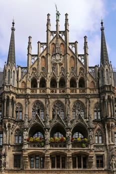 Detail of the south front of the New Town Hall in Munich