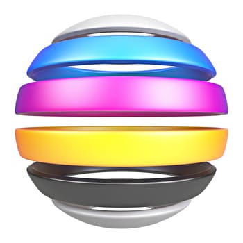 CMYK ball sign 3D render illustration isolated on white background