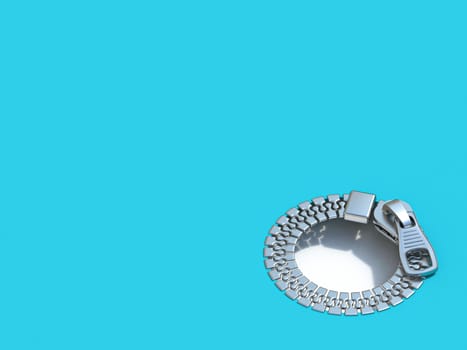Circle zipper hole 3D render illustration isolated on blue background