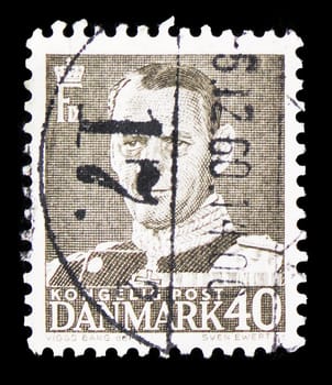 MOSCOW, RUSSIA - AUGUST 8, 2019: Postage stamp printed in Denmark shows King Frederik IX, serie, circa 1950