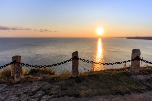 sunset landscape from Kaliakra Cape at Black Sea Coast, Dobrich Region, Bulgaria