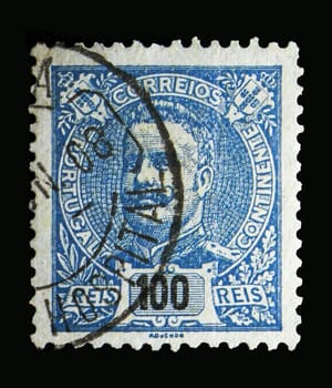 MOSCOW, RUSSIA - MAY 13, 2018: A stamp printed in Portugal shows King Carlos I, serie, circa 1895