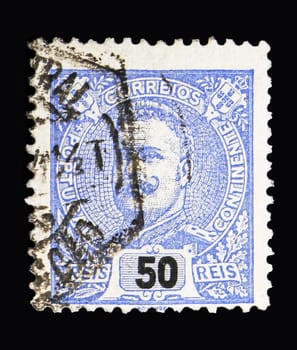 MOSCOW, RUSSIA - MAY 13, 2018: A stamp printed in Portugal shows King Carlos I, serie, circa 1895