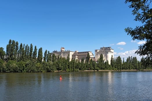 grain mill on the right bank of the river main in frankfurt germany