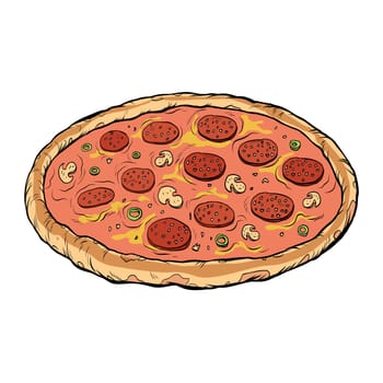 pizza sausage mushrooms. Pop art retro vector illustration drawing