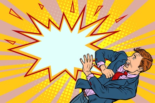 scared man, human emotions. Pop art retro vector illustration drawing