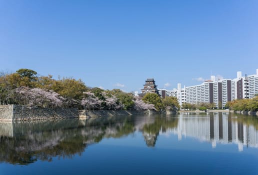 Hiroshima Castle is a castle in Hiroshima, Japan. It was constructed in the 1590s, but was destroyed by the atomic bombing on August 6, 1945. It was rebuilt in 1958, a replica of the original that now serves as a museum of Hiroshima's history before World War II.