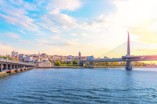 Bridges of Istanbul in Golden Horn, Turkey.