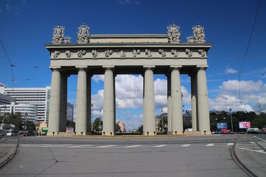 St. Petersburg, Russia, August 17, 2016 The Moscow Triumphal Arch in St. Petersburg