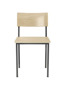 Modern chair made from wood and metal on white background