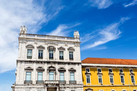 View of the West Tower of the elegant Commerce Square in downtown Lisbon, Portugal