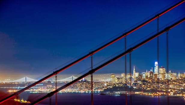San Francisco Golden Gate Bridge and City Skyline Over the Bay