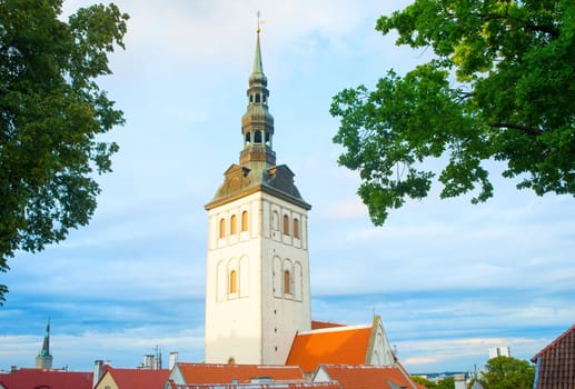 Saint Nicholas church at sunset. Tallinn, Estonia