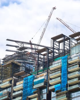 Construction site of business skyscraper in Singapore