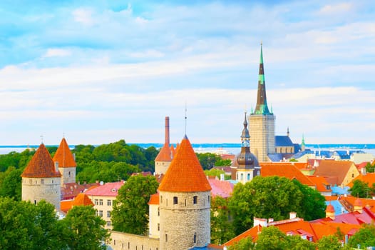 Tallinn Old Town skyline. Estonia. aerial view