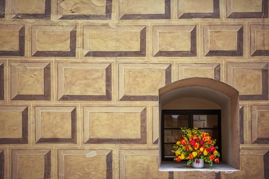 Bouquet of Tulips in a Window Niche
