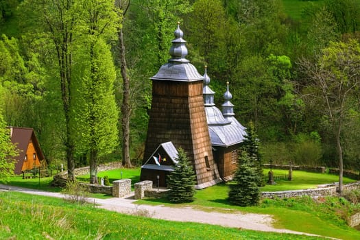 Wooden Greek Catholic church in Chyrowa, Krosno County, Poland