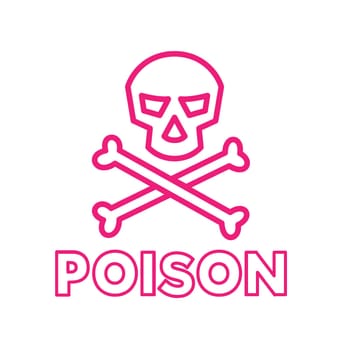 Icon retro style illustration of poison symbol with skull and crossbones on isolated background.