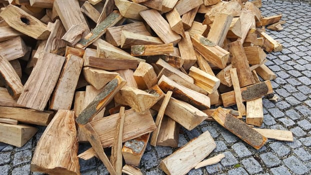 Firewood ready to heat in the oven