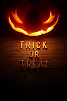 Spooky Halloween background with jack o lantern - Trick or Treat