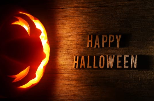 Spooky Halloween background with jack o lantern - Happy Halloween