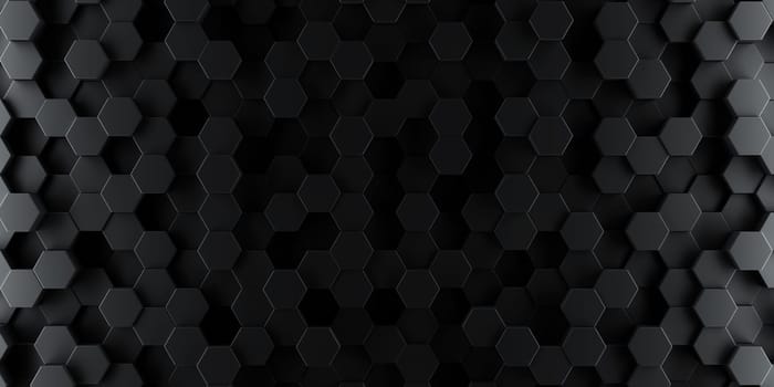 Dark hexagon wallpaper or background - 3d render