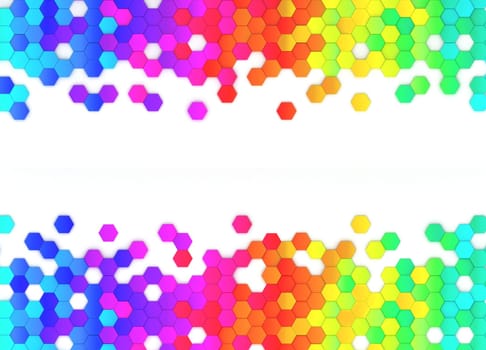 Abstract bright and colorful hexagon mosaic wallpaper or background - 3d render