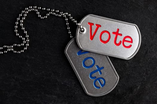 Old and worn military dog tags - Vote
