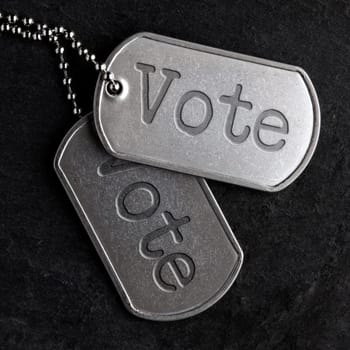 Old and worn military dog tags - Vote