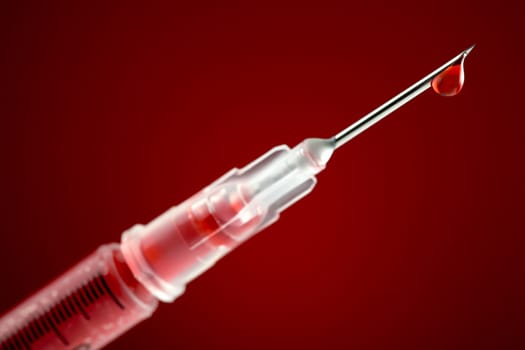 Sharp syringe leaking blood