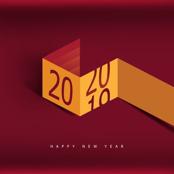 Happy New Year 2020 folded paper background