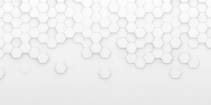 Bright white abstract hexagon wallpaper or background - 3d render