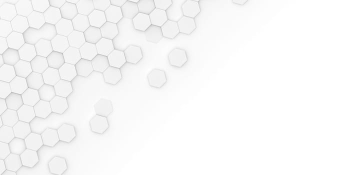 Bright white abstract hexagon wallpaper or background - 3d render