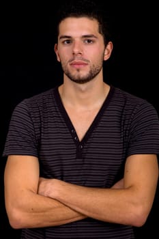 young man portrait, on a black background