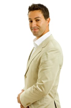 young happy business man portrait in white background