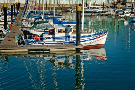 The luxury sail yachts at sea port